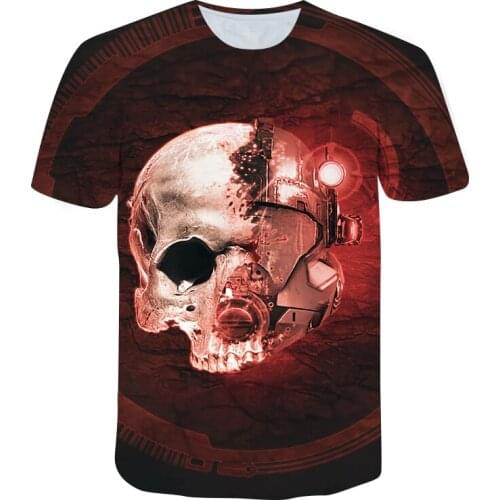 USA France Spain Russia France mens T-shirt 3D printing skull summer oversized boy street fashion O-neck shirt