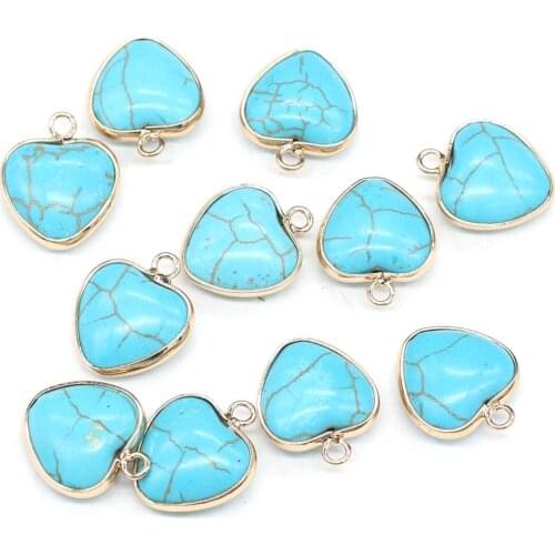 Blue Turquoises Pendant Heart-shaped Reiki Pendent for Jewelry Making DIY Bracelets Necklace Accessories 18x20mm