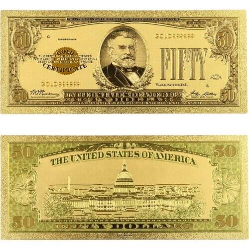 Hot Sale 999.9 Pure USA Colorful Gold Banknote 1863 Year Edition America 100 Dollars Gold Plated Banknote for Souvenirs