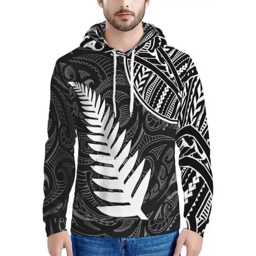 1MOQ Maori Tattoo Design Sweatshirt Hoodie Custom Polynesian Tribal Print Autumn Winter Large Size Fitness Mens streetwear
