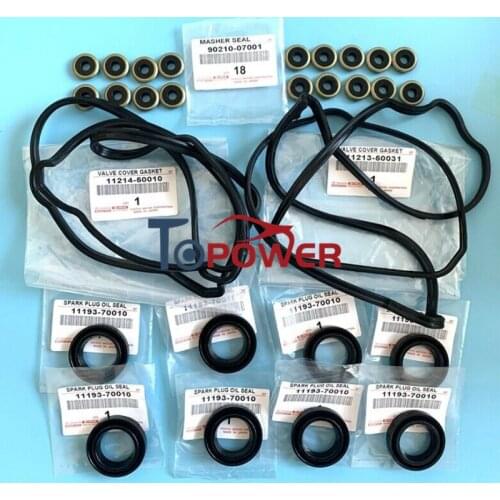 Valve Cover Gaskets & Spark Plug Tube Seals Set &Washer Seals 11213-50031 11214-50010 11193-70010 90210-07001 for Lexuss Toyota