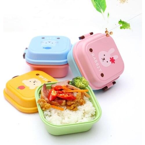 Cartoon Food Grade PP Lunch Storage Box Microwave Double Deck Bento Box Portable Childs Bowl Tableware Children Packing Box