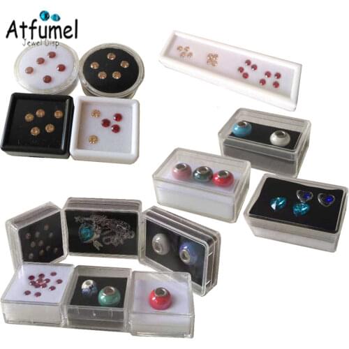 Square Diamond Jewelry Storage Box Gem Stone Display Case Round Gemstone Organizer Display Carring Gift Box
