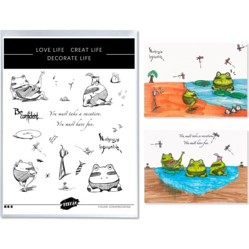 YIXUAN Happy Frog Metal Cutting Dies and Stamps Stencils for DIY Scrapbooking Photo Album Decorative Embossing DIY Paper Cards