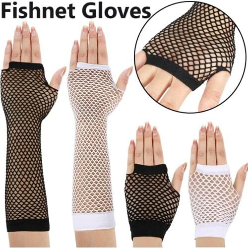 Fashion Neon Fishnet Fingerless Long Gloves Leg Arm Cuff Party Wear Fancy Dress for Womens Sexy Mesh Fishnet Arm Warmer Gloves