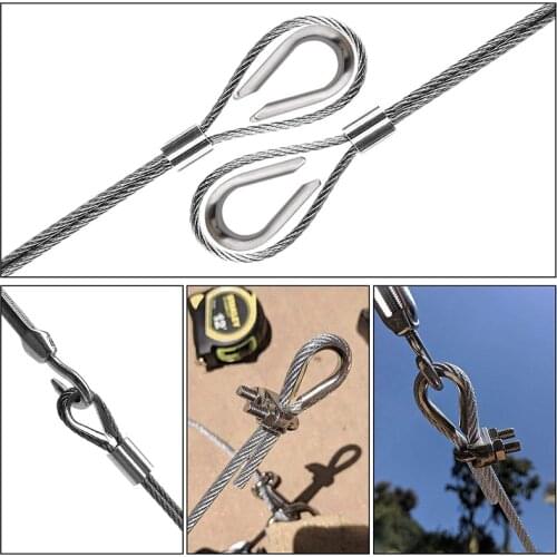 LBER 50 Pack M4 Stainless Steel Thimble for 1/8 inch - 5/32 inch Diameter Wire Rope Cable Thimbles Rigging