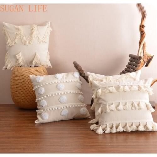Boho Style Cushion Cover Plush With Tassels Cute Circle Moroccan Style Pillow Case Macrame Home sofa Decorative drop shippng
