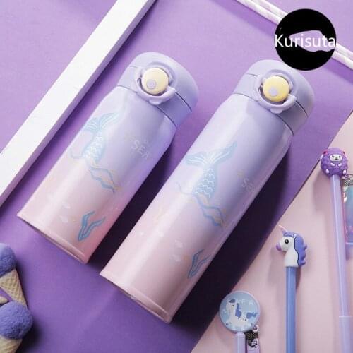 2019 New Cartoon Mermaid Mug Custom 304 Stainless Steel Student Mug Bouncing Cup Insulated Cup Thermos Water Bottle