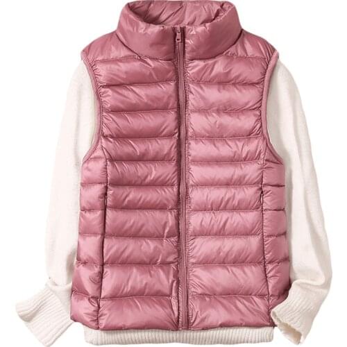 2021 New Autumn Winter Women Ultra Light Down Vest Portable White Duck Down Parka Coat Female Sleeveless Slim Thin Waistcoat