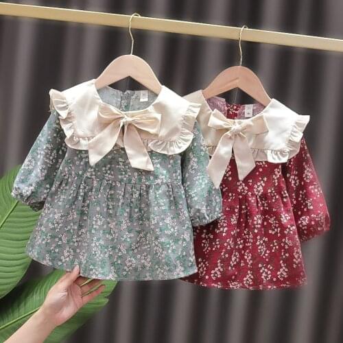 Baby Girl Dress Casual Print Flower Long Sleeve Dresses for Toddler Newborn Baby Girl Clothes Infant Clothing