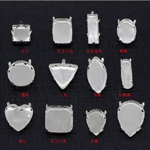 30p Empty Base setting sew on rhinestone Faceted Crystal Jewelss Silver Plated Blank Claw For stone Clothing Accessories Link 2