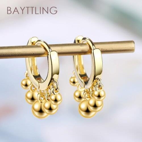 BAYTTLING 925 Sterling Silver Fine Gold/Silver Multi-round Drop Earrings For Woman Fashion Party Wedding Jewelry Gift
