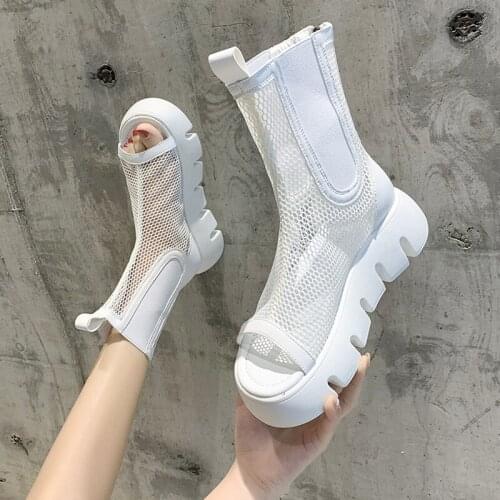 Net gauze boots children hollow sandals women 2021 new summer thin breathable Martin boots net red wild sandals tide