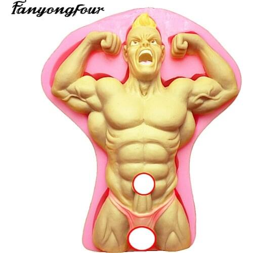 Muscular bodybuilder male silicone mold soap cake chocolate pudding mold jelly candy ice cracker