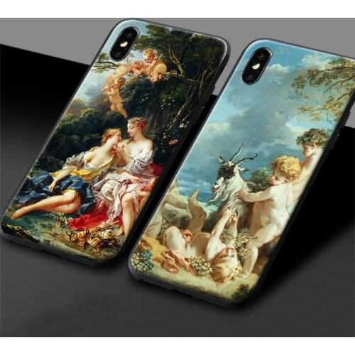 Rococo Renaissance Religious art painting For iPhone 6 6s 7 8 Plus X XR XS 11 Pro Max soft silicone Phone case cover shell
