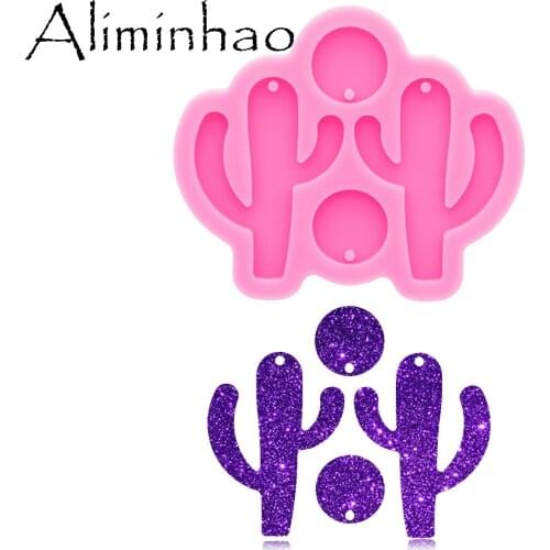 DY0729 S/M/L Super Glossy Cactus Earring mold Resin Silicone Mold DIY Epoxy Mould Decoration Keychain