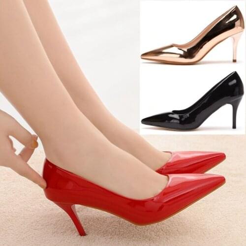 7 cm size pointy shoes heel shoes pointy shoes foreign trade womens shoes size single shoes womens lacquered leather shoes