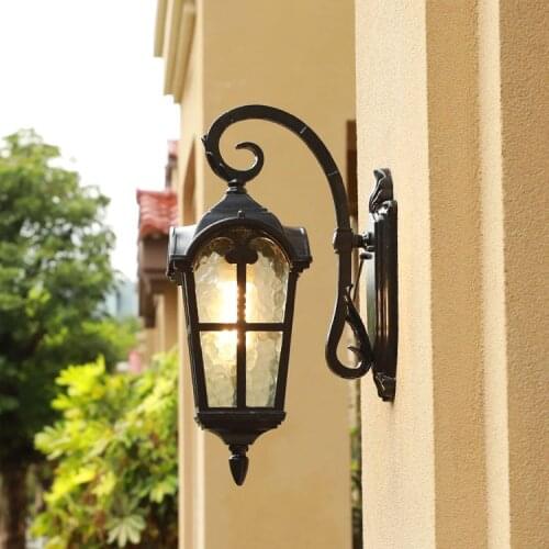 European-style Outdoor Courtyard Wall Lamp Gate Lamp Ancient Roman Black Wall Lamp Door Lighting