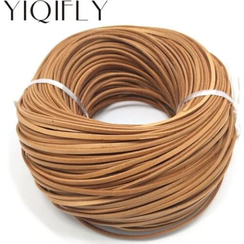 YIQIFLY Free Shipping 3mm Width 100% Real Cowhide Leather Cord Fashion Jewelry Acceceries Bracelets and Necklace DIY Cord