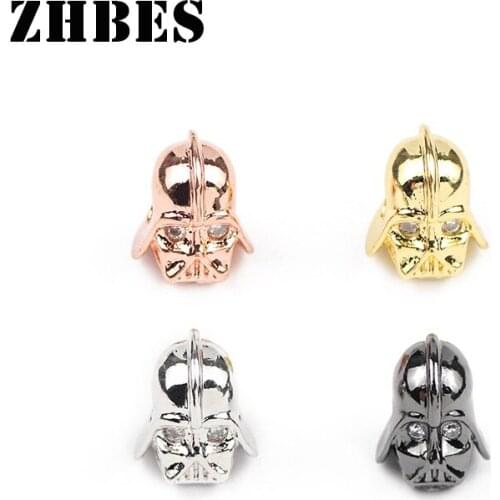 ZHBES 4pcs Roman Knight Helmet Pendant Spacer Copper Balls Pave CZ Charms Loose beads For Jewelry Making bracelet DIY Findings