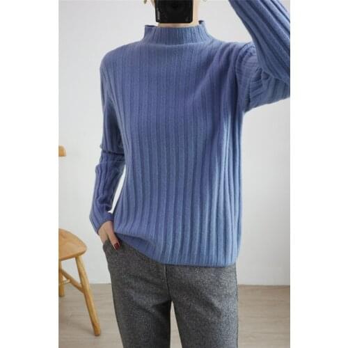 KOIJINSKY 2021 pure wool womens half high neck autumn and winter knitted versatile sweater