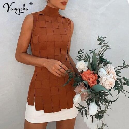 Sexy sleeveless vintage mini summer bandage dress evening prom dresses for women 2021 party elegant two piece bodycon dress set