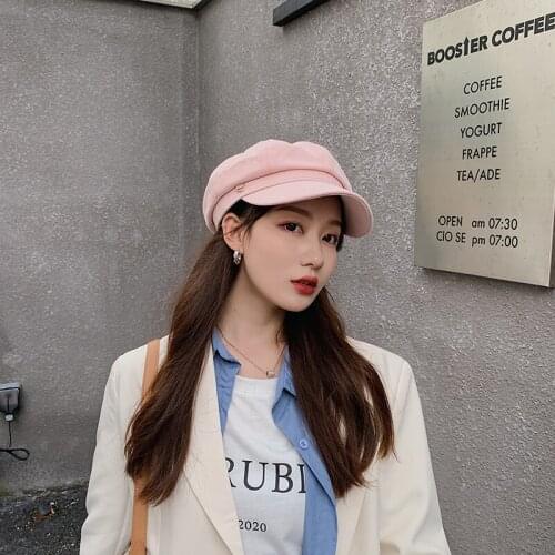 Winter Hats For Women Thickened Warm Beret Octagonal Hat Female Retro Painter Cap Solid Color Newsboy Cap Gorras Korean New