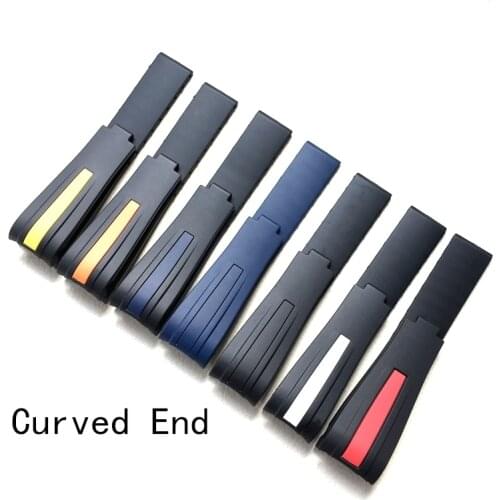 20mm 22mm Black Blue Curved End Silicone Rubber Watchband For Role strap RX Submariner GMT D-Blue 126660 Sea-Dweller Bracelet