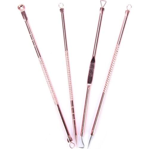 4pcs Stainless Steel Acne Pimple Spot Extractor Pore Cleanser Kit Blackhead Blemish Remover Face Skin Care Tools Hot