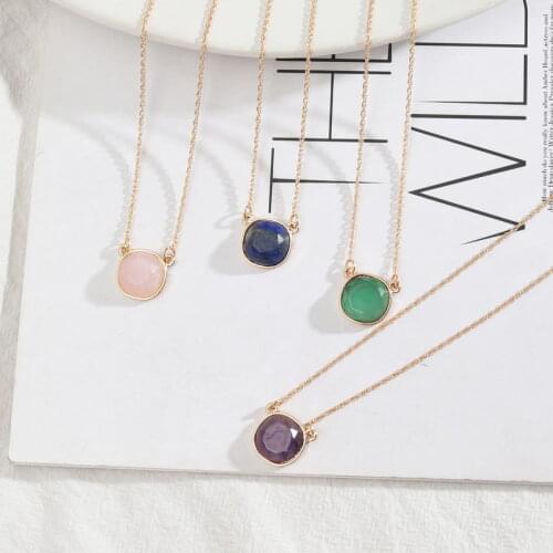 Free Shipping Petite Faceted Natural Stone Dot Necklace for Women Choker Necklace Boutique Jewelry Wholesale