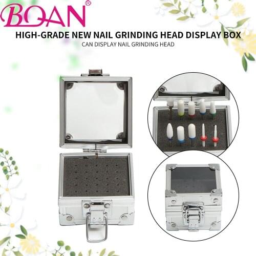 BQAN 1PC Aluminum Nail Drill Bits Container Stand Display Rack Nail Art Grinding Head Bit Holder Displaying Storage Box