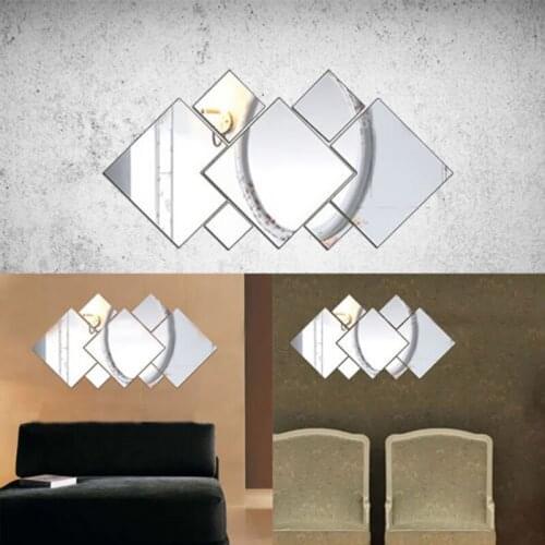 7pcsNew Diamond Acrylic Wall Sticker Mirror Irregular Mirror Vanity Mirror Living Room Decoration Decorative Mirrors Full Mirror