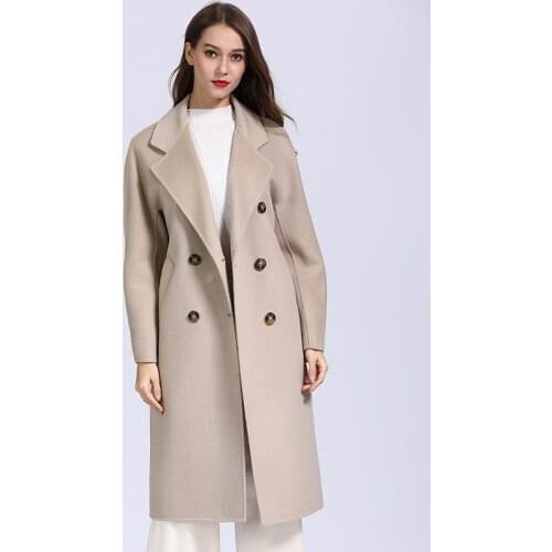 Long Double Sided Woolen Coat Womens High End Winter 2020 New Korean Long Loose Plus Size Double Breasted 100% Wool Coat