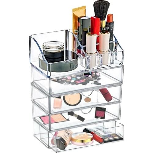Meleni Home Gift Accessories 8 Compartment 4 Drawers Pyramid Makeup Organizer Cosmetic Product Regulator 18x10x10,5 cm