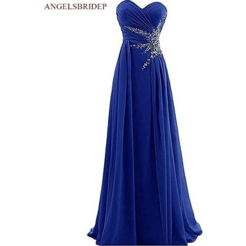 Elegant Sweetheart Evening Dresses Longo Abendkleid Formal Chiffon Crystal Floor-Length Women Party Gowns Lace-up Closed
