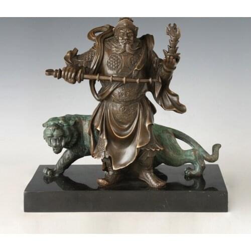 Chinese Myth God of Wealth Bronze Statues Vintage Brass Sculpture for Store Office Decoration Business Gifts