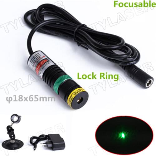Focusable D18X65 520nm Direct Green Dot Laser 10mW 20mW 30mW 50mW 80mW Laser Module for Positioning Low working Temperature