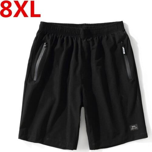 8XL Men Black Running Shorts Zipper Pocket Outdoor Sport Shorts Men Gym Workout Training Shorts Elastic Waist Reflective Shorts