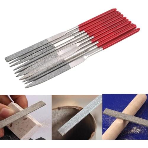 10Pcs Diamond Needle File Set Flat Triangle Round Engraving File Glass Mini Diamond Files For Metal Ceramic Craft Tool