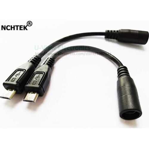 NCHTEK DC Power 5.5x2.1mm Female to Micro USB2.0 Male Plug Charge Cable About 12CM/Free DHL Shipping/200PCS