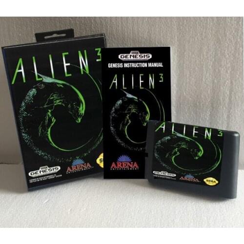 New Arrival Alien 3 with Box and Manual Cartridge for 16 bit Sega MD game card Megadrive Genesis system