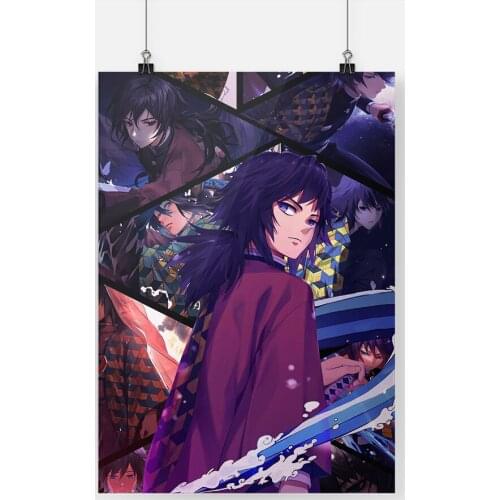 Printed Demon Slayer Anime Canvas Painting Wall Art Tomioka Giyuu Poster Home Decor Bedroom Background Modular Pictures Frame