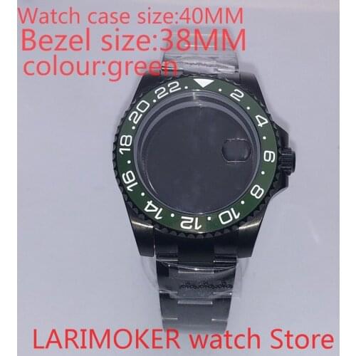 Suitable for Mingzhu 8215 40mm sapphire glass 904L stainless steel case sealing bottom cover, with bezel green