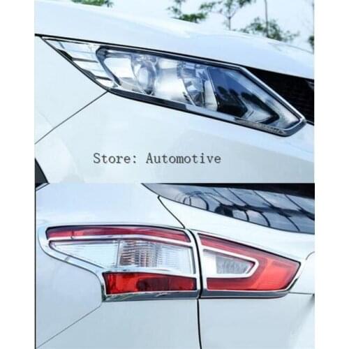 Fit For Nissan Qashqai J11 2014 2015 2016 Chrome Front Rear Headlight Tail Light Lamp Cover Trim Frame Bezel Garnish