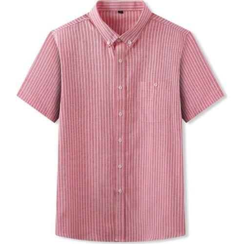 12XL 8XL 7XL New Summer Fashion Striped Shirt Men Short Sleeve Loose Mens Shirts With Pocket Oversize Casual Male Brand Clothes