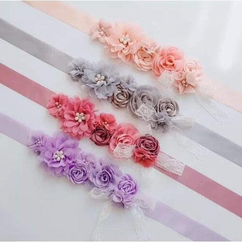 Hand Made Flower Pearl Crystal Beaded Wedding Sash Bridal Belt Wedding Party Sashes Satin Bride Sash