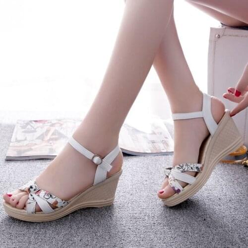 Akexiya 2021 New Women Sandals Summer Wedge Sandals Women Shoes Bohemian Fashion Buckle Classic Non-slip Sandals Shoes Women