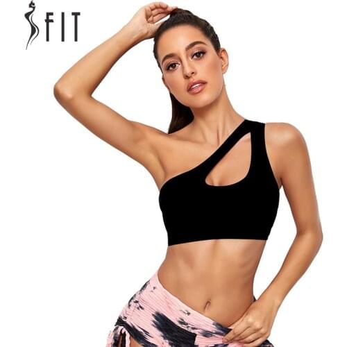 Fitness Sports bra For Women Workout Top One-shoulder Sexy Seamless Yoga Vest Shockproof Running Sports Underwear топик женский