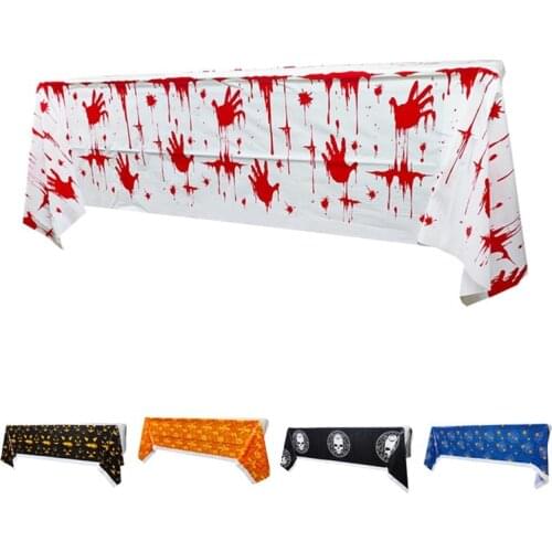Halloween Party Tablecloth Blood Handprint Skull Horror Pattern Plastic Tablecloth Disposable Tablecloth Decoration Supplier