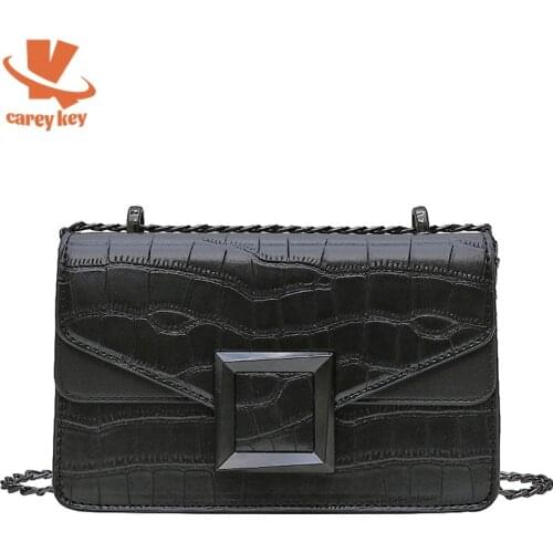 CAREY KEY Stone Pattern PU Leather Crossbody Bags For Women Small Shoulder Bag Female Luxury Chain Handbags And Purses Sac